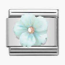 NOMINATION COMPOSABLE TURQUOISE MOTHER OF PEARL FLOWER LINK
