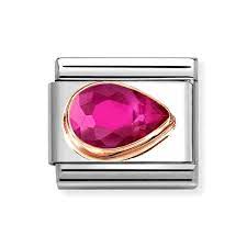 NOMINATION COMPOSABLE ROSE GOLD RED CZ RIGHT DROP LINK