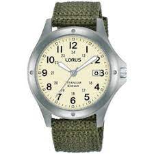 LORUS MEN'S ROUND TITANIUM GREEN STRAP WATCH