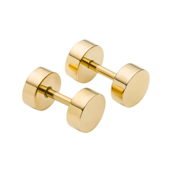 FRED BENNETT GOLD PLATED STAINLESS STEEL ROUND SCREW BACK EARRINGS