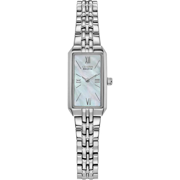CITIZEN LADIES' ECO-DRIVE MOTHER OF PEARL SILVER BRACELET WATCH