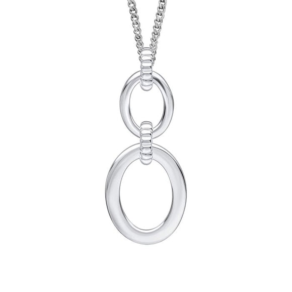 SILVER DOUBLE OVAL DROP NECKLACE