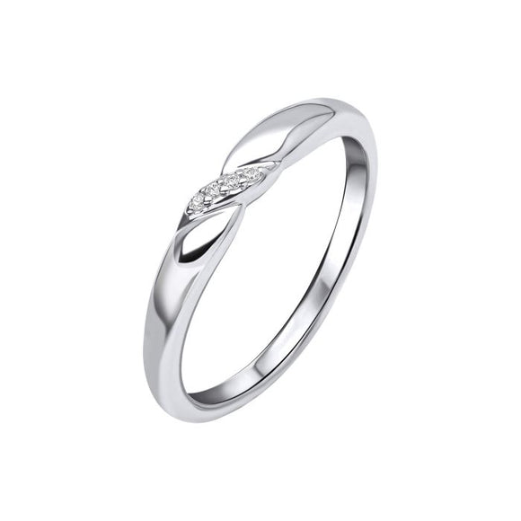SILVER TWIST RING WITH CUBIC ZIRCONIAS