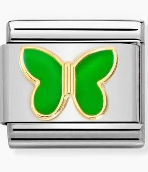 NOMINATION COMPOSABLE GOLD ENAMEL GREEN BUTTERFLY LINK
