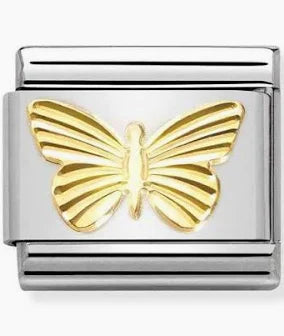 NOMINATION COMPOSABLE GOLD ETCHED BUTTERFLY LINK