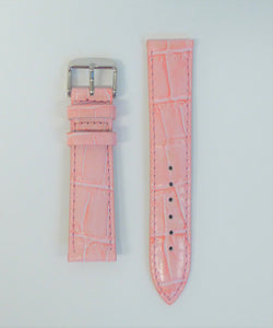 LEATHER CROCOGRAIN WATCH STRAP PINK 20MM