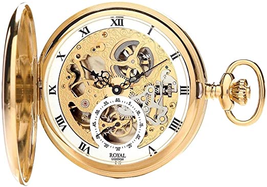 ROYAL LONDON GOLD PLATED DOUBLE HUNTER POCKET WATCH