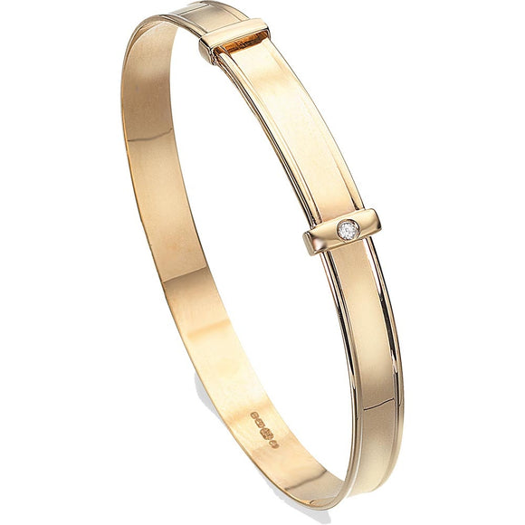 D FOR DIAMOND 9CT GOLD EXPANDABLE BABY BANGLE