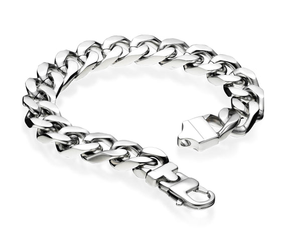 FRED BENNETT STAINLESS STEEL HEAVY CURB BRACELET