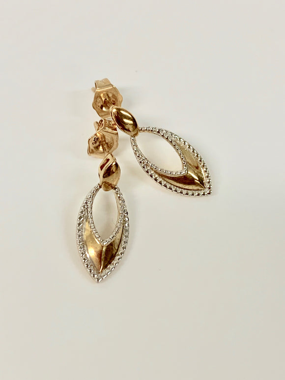 9CT GOLD TWO TONE OPEN TEAR DROP EARRINGS