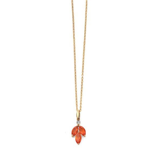 9CT GOLD, FIRE OPAL & DIAMOND NECKLACE