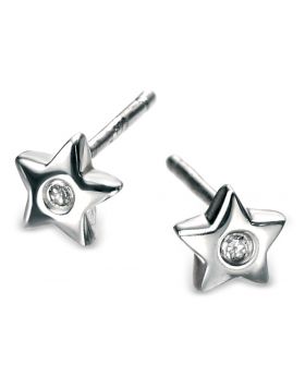D FOR DIAMOND SILVER & DIAMOND STAR STUD EARRINGS