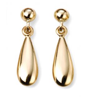 9CT GOLD PLAIN BOMBE DROP EARRINGS