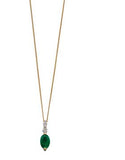 9CT GOLD, OVAL EMERALD & DIAMOND NECKLACE