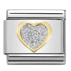 NOMINATION COMPOSABLE GOLD CLASSIC SILVER GLITTER HEART LINK