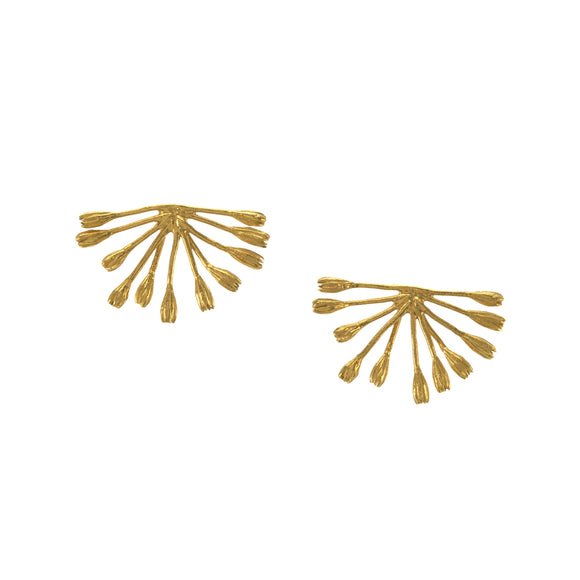 ALEX MONROE FANNED SEED POD STUD EARRINGS