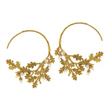 ALEX MONROE OAK LEAF & ACORN BRANCH HOOP EARRINGS
