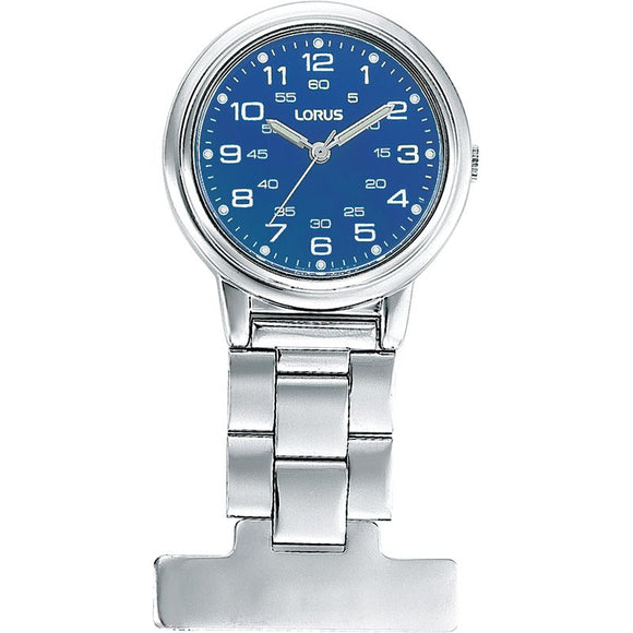 LORUS STAINLESS STEEL BLUE DIAL NURSE'S FOB WATCH