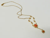 LUKE STOCKLEY 9CT CORAL & FRESHWATER PEARL CABOCHON NECKLACE