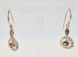 LUKE STOCKLEY 9CT SAPPHIRE & DIAMOND ROUND DROP EARRINGS