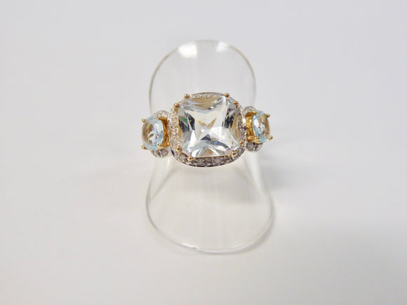 LUKE STOCKLEY AQUAMARINE & DIAMOND CLUSTER RING