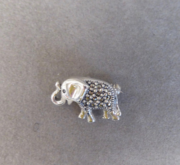 LUKE STOCKLEY SILVER MARCASITE ELEPHANT BROOCH