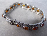 LUKE STOCKLEY SILVER MARCASITE & AMBER BRACELET