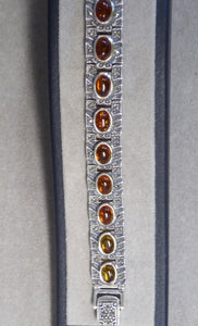 LUKE STOCKLEY SILVER MARCASITE & AMBER BRACELET