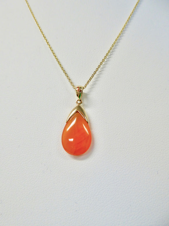 LUKE STOCKLEY 9CT CORNELIAN TEAR NECKLACE