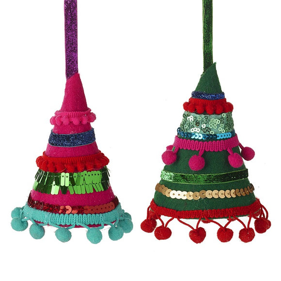 CHRISTMAS DECORATIONS - HANGING POM POM CONES