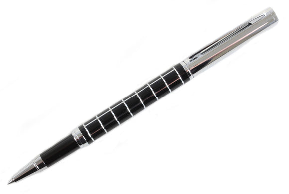 DALACO BLACK & CHROME CHECKER ROLLER BALL PEN