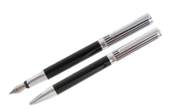 DALACO BLACK LINED FOUNTAIN & ROLLER BALL PEN SET