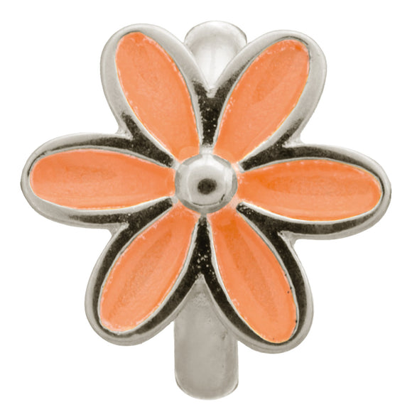 ENDLESS SILVER CORAL ENAMEL FLOWER CHARM