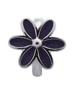 ENDLESS SILVER BLACK ENAMEL FLOWER CHARM