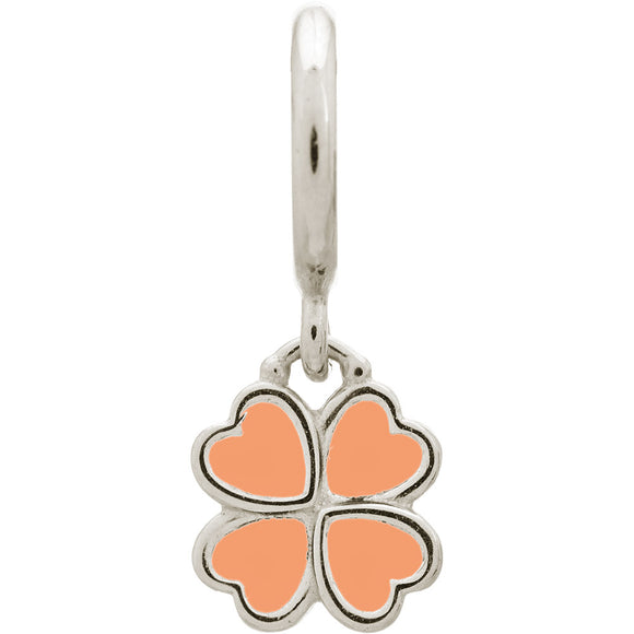 ENDLESS SILVER CORAL ENAMEL CLOVER CHARM