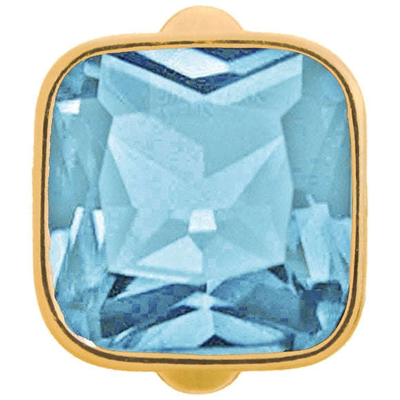 ENDLESS SILVER GOLD PLATED SKY BLUE CRYSTAL BIG CUBE CHARM