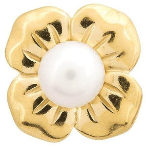 ENDLESS SILVER GOLD PLATED WHITE PEARL BIG FLOWER CHARM