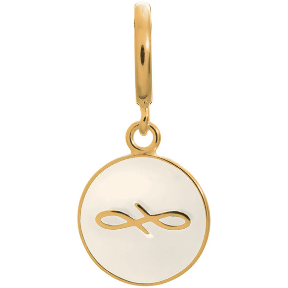 ENDLESS SILVER GOLD PLATED WHITE ENAMEL COIN CHARM