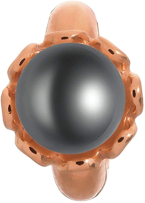 ENDLESS SILVER ROSE GOLD PLATED BLACK PEARL FLOWER CHARM