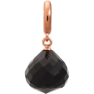 ENDLESS SILVER ROSE PLATED BLACK CRYSTAL LOVE DROP CHARM