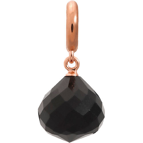 ENDLESS SILVER ROSE PLATED BLACK CRYSTAL LOVE DROP CHARM