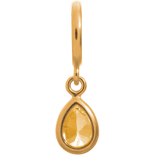 ENDLESS SILVER GOLD PLATED CITRINE CZ DROP CHARM