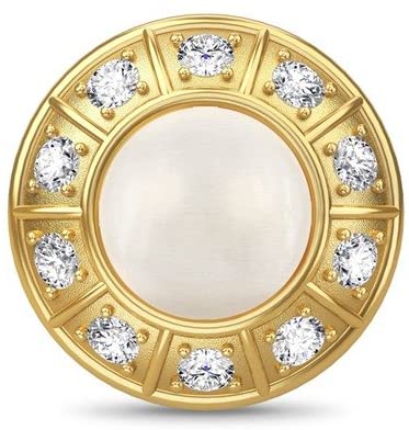 ENDLESS SILVER GOLD PLATE CZ WHITE MOON GALAXY CHARM