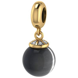 ENDLESS SILVER GOLD PLATED GREY MOON ECLIPSE CHARM