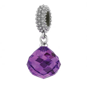 ENDLESS SILVER AMETHYST CRYSTAL MYSTERIOUS DROP CHARM
