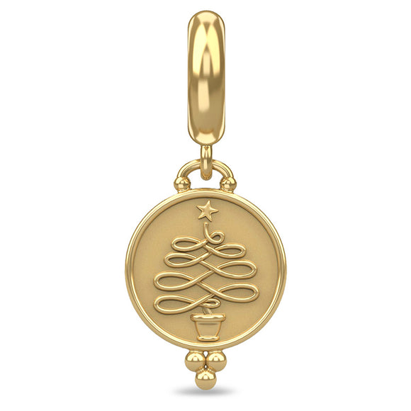 ENDLESS SILVER GOLD PLATED CHRISTMAS TREE COIN CHARM