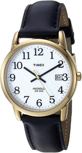 TIMEX MEN'S EASY READER GOLD LEATHER STRAP WATCH