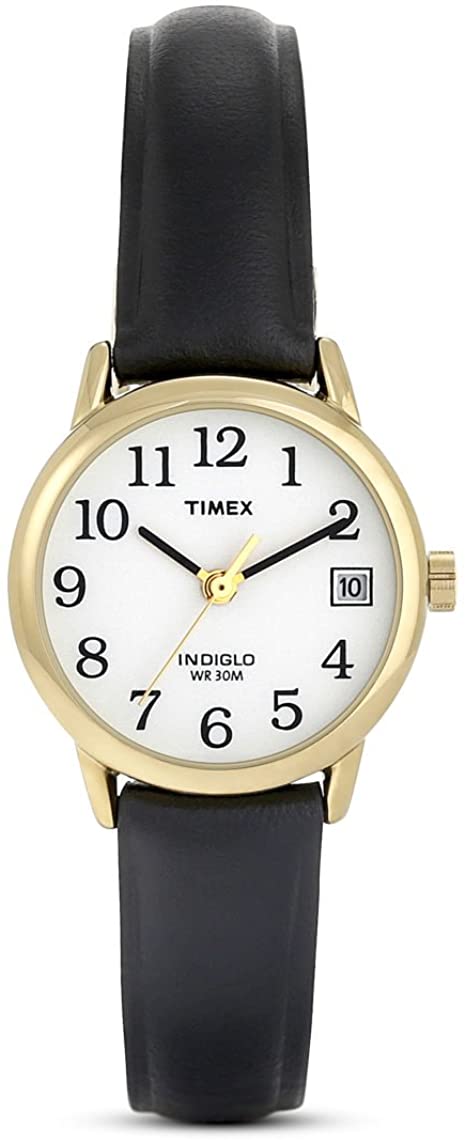TIMEX LADIES' EASY READER GOLD LEATHER STRAP WATCH