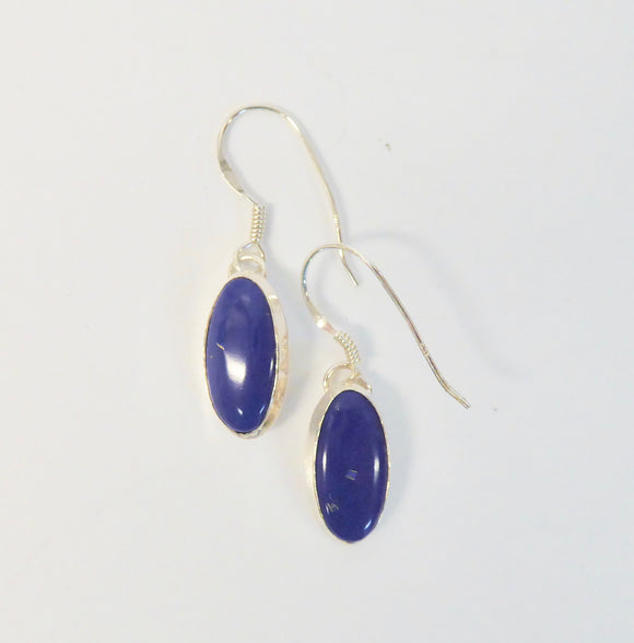 BRAVE SILVER OVAL LAPIS DROP EARRINGS