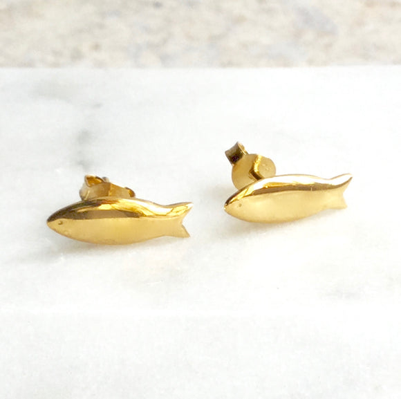 SILVER GOLD PLATED FISH EARRINGS
